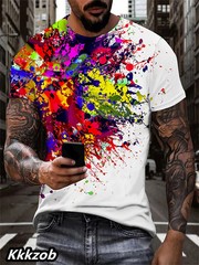 Mens Lion Print Short Sleeve Crew Neck T-Shirt Soft Breathable Casual Wear.