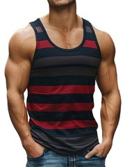 Retro Striped Graphic Tank Tops For Men Fashion Casual Summer Sleeveless 3D.