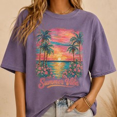 Summer Vibe Comfort Tee Relaxed Fit Soft Feel Beach Vacation Casual