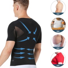 Men’ Slimming Body Shaper Compression Shapewear T-Shirt With Hook/Zipper Vest US