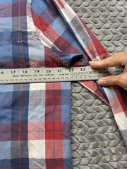 Chaps Easy Care Plaid Button Down Shirt Men’s M Red Blue Long Sleeve Cotton