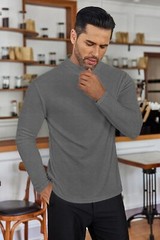 Men Mock Neck Turtleneck Long Sleeve Shirts Undershirt Thermal Fleece Lined Tops