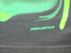 NEW VINTAGE Liquid Blue Shirt Mens Extra Large Black Skull Glow In The Dark 98
