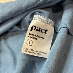 Pact Softspun Crew Neck T Shirt Mens Small Blue Organic Cotton Logo Standard Fit