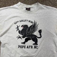 Vintage Soffe 43rd Airlift Wing Pope AFB NC T-Shirt Mens XL Gray Made in USA