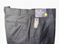 NWT Stafford Men’s 42 x 30 Classic Fit Flat Front Blue Travel Trouser Pants $70