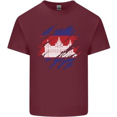 Torn Cambodia Flag Cambodian Day Football Mens Light Cotton T-Shirt