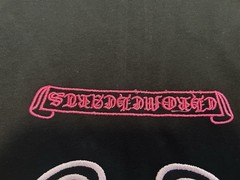 Chrome Hearts Black Pink Cross Logo Back Graphic Crew Neck Tee Men’s Medium