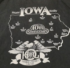 Vintage Harley Owners Iowa Motorcycle Rally 2000 Graphic Double-Sided T-Shirt XL