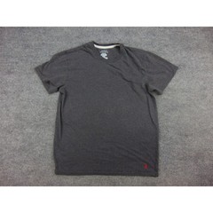Polo Ralph Lauren T-Shirt Mens Medium V-Neck Charcoal Gray Solid Pony Logo Tee