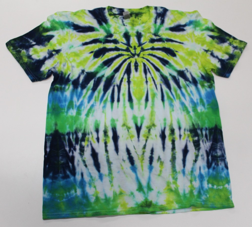 Tie Dye T-Shirt Adult L Electric Green Ghost Gildan Softstyle Short Sleeve