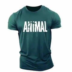 Men Muscle Gym T-Shirts Short Sleeve Workout Athletic Bodybuilding Animal Tee