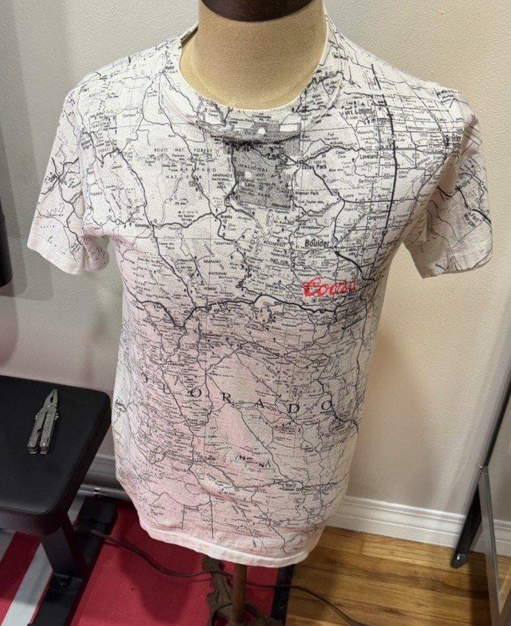 Vintage Coors Beer Colorado Map Wraparound All Over Print Graphic Shirt Men’s M