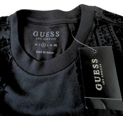 GUESS Men’s Size M Black Paisley Flocked T-Shirt Velvet Short Sleeve NWT