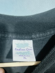 Fashion Gear Shirt Mens XL Black Geometric Pleated Crew Neck Cotton Jersey