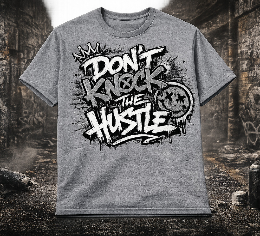 Hustle Dont Knock Smiley Graphic Tee Shirt Big & Tall Pro Club Shaka Streetwear