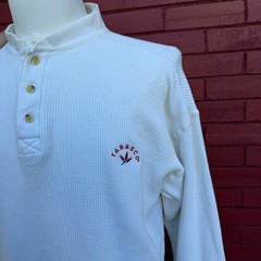 Tabasco Henley Thermal Shirt Mens Large Long Sleeve Waffle Knit Button Logo Top