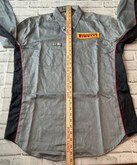 Vintage VW Volkswagen Racing Button Shirt Size Med Castrol Pirelli F1 Mechanic