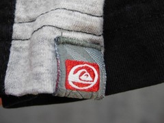 VTG Quiksilver Shirt Mens M Black Colorblock Long Sleeve Crewneck Logo Cotton