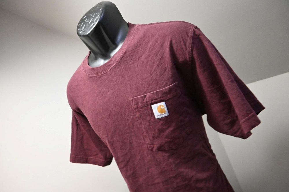 Carhartt Tee Shirt Work Wear Short Sleeve Loose Fit Dark Red Mens Sz Medium