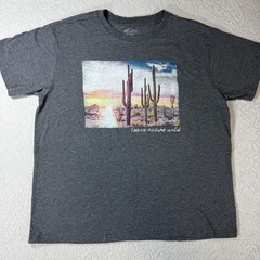 Mighty Fine Shirt Mens XL Gray Leave Nature Wild Desert Cactus Graphic Tee
