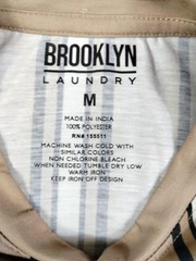 Brooklyn Laundry Shirt Mens Medium Tan Vertical Stripe Tokyo Graphic Crewneck