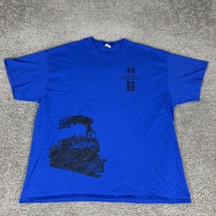 Florida Railroad Museum Shirt Mens 2XL Blue Steam Train Graphic Tee Gildan