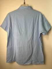 2 Men’s Light Blue and Black Cotton Short Sleeve Button-Up Shirt Size XL Casual