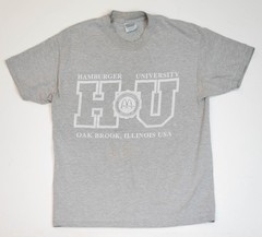 Vintage McDonald’s Hamburger University T-Shirt Size L Gray 90s NCAA College