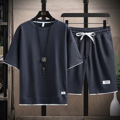 Waffle-Weave T-Shirt Mens Short-Sleeve Viscose Summer Two-Piece Set