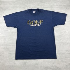 Vintage 90s Golf Shirt Size XL Navy Blue Embroidered Logo Sports