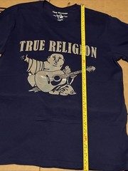 True Religion Metallic Silver Buddha Short sleeve Graphic T-shirt Men’s Med Blue