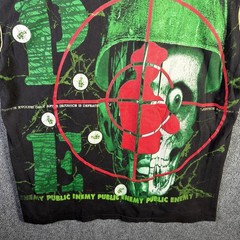 Vintage Public Enemy Shirt Mens XL Black 90s AOP Skull Rare Grail Band Tee Rap