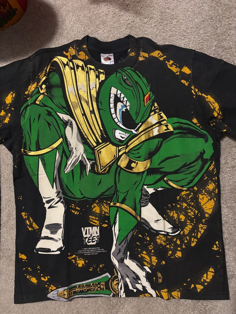 Mighty Morphin Power Rangers Green Ranger Dragonzord Vitamins AOP Shirt Large