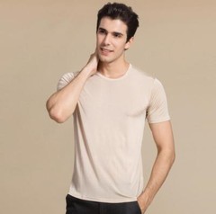 100% Silk Men’s T-Shirts Top Short Sleeve Round Neck undershirt plus size HY006