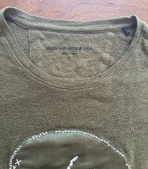 John Varvatos USA Skull Chain Applique Crew T-Shirt Linen Olive Small