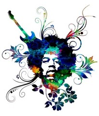 Jimi Hendrix Flowers Music Grey T-Shirt -003_Grey