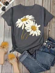 Women’s Printed Shirt Fashion Floral Print T-Shirt Casual T-Shirt Top Pullover♮