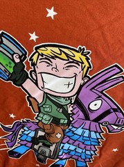 NEW! FORTNITE ‘Jonsey Default & Loot Llama’ 100% Cotton T-shirt, L XL – Orange