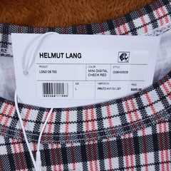 HELMUT LANG Shirt Mens Large Red Black Digital Check Logo Tee T-Shirt $225