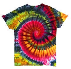 Spiral Ice Tie Dye T-Shirt, Unisex L SS Crew, Bright Multicolor Rainbow