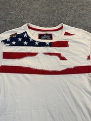 Heritage America Men’s Size Large USA Flag Distressed Longline Tee Zip Sides