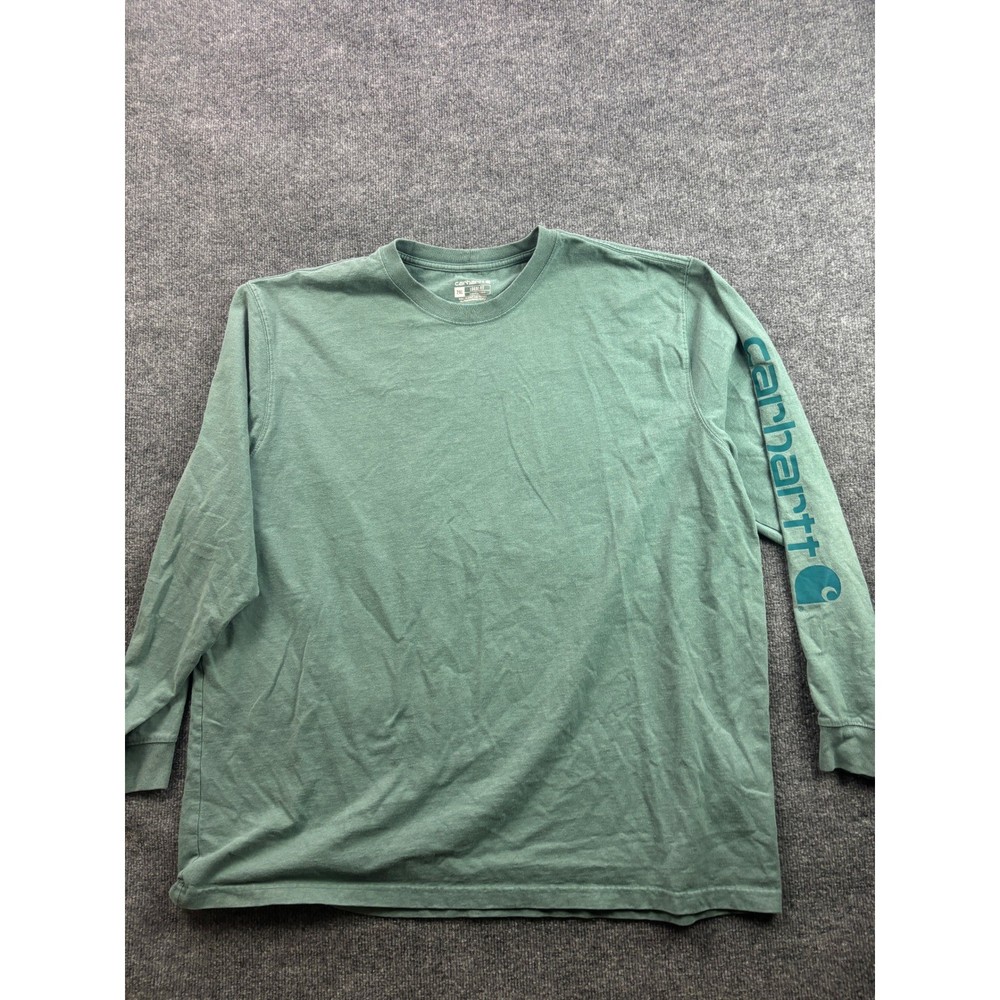Carhartt Graphic T-Shirt Mens 2XL Green Long Sleeve Loose Fit Logo TK0231-M