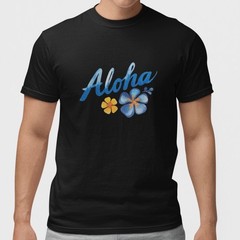 Aloha T Shirt Hawaiian Flower Tee Summer Beach Vacation Shirt Cotton Unisex