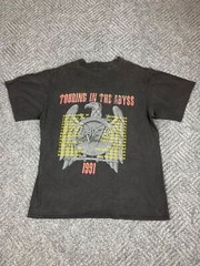 Vintage 1991 Slayer Touring In The Abyss T Shirt Adult Large Black Faded RARE