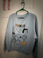 Peanuts Character Graphic Sweatshirt Light Blue Size XL