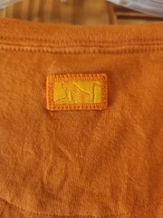Vintage? DrunknMunky Orange Shirt Tee Mens Sz L Front Suede Like Logo Patch