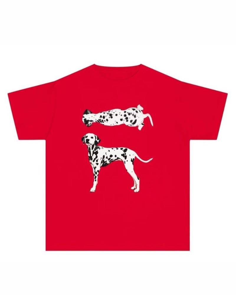 Dalmatian Dog Graphic T-Shirt Funny Pet Lover Unisex Cotton Tee Red Size S