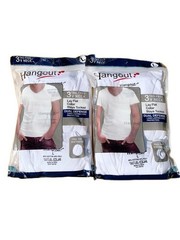 Men’s 6-Pack White V-Neck T-SHIRTS ” TAGLESS-COTTON~DUAL DEFENSE & Stays Tucked”