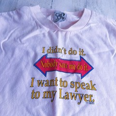 90s I Didnt Do It Funny Pink/White Tee Size Large Single Stitch 1994 Cal Cru USA